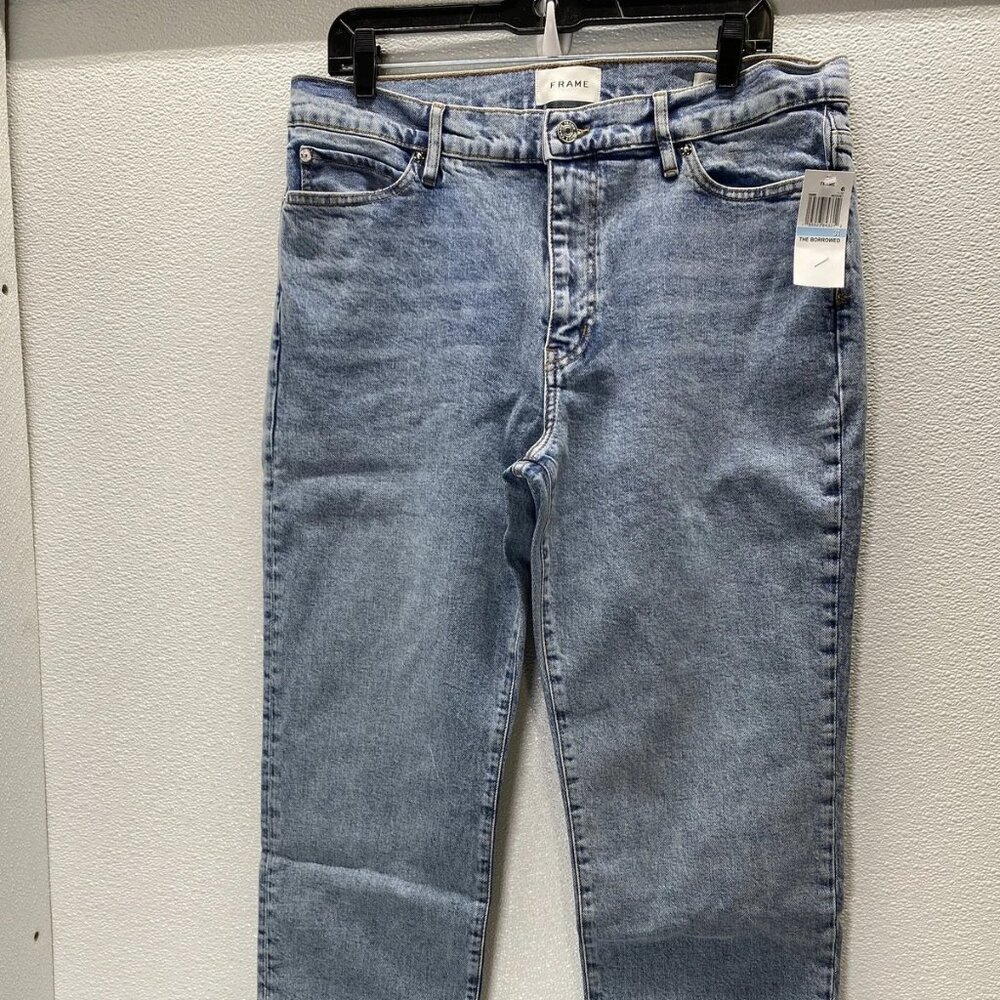 Frame The Borrowed Mid-Rise Ankle Jeans • Size 31 x 28 • Ricochet Blue